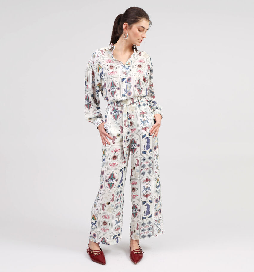 Rue Mazarine Zola Witte Wijde Broek met Print