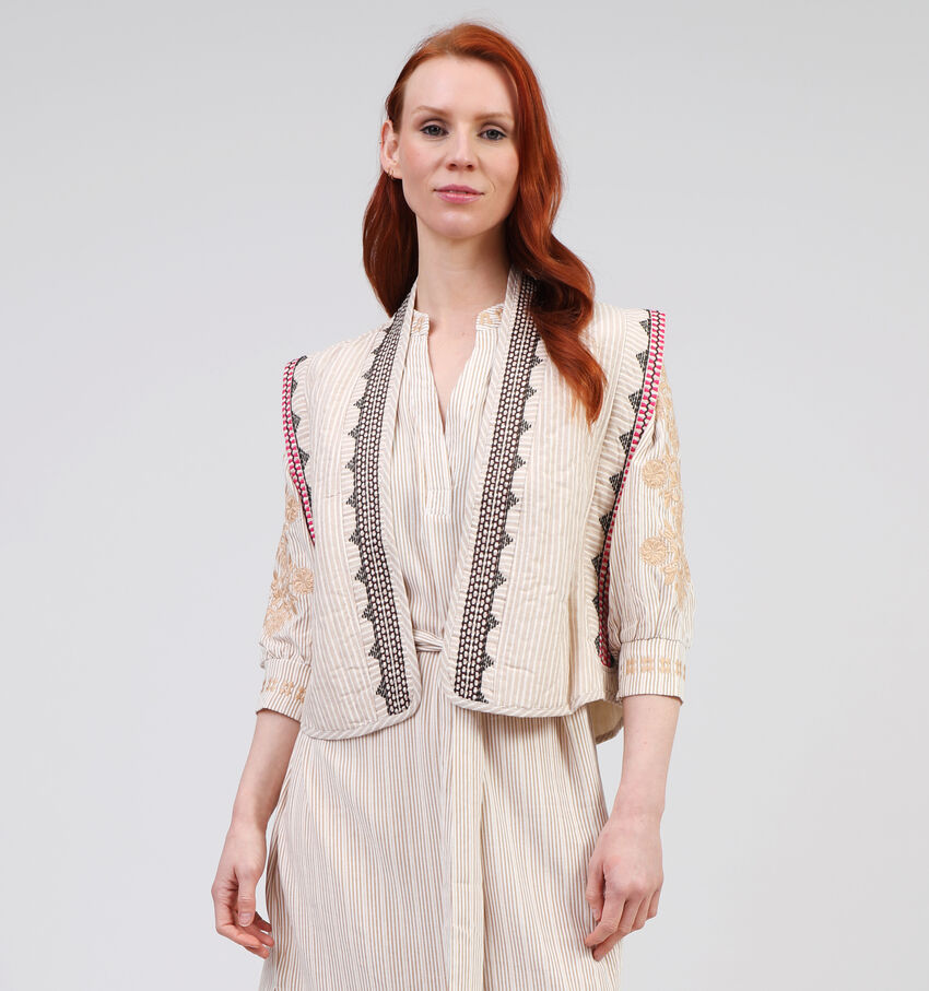 Reu Mazarine Boho Beige Gilet Mouwloos