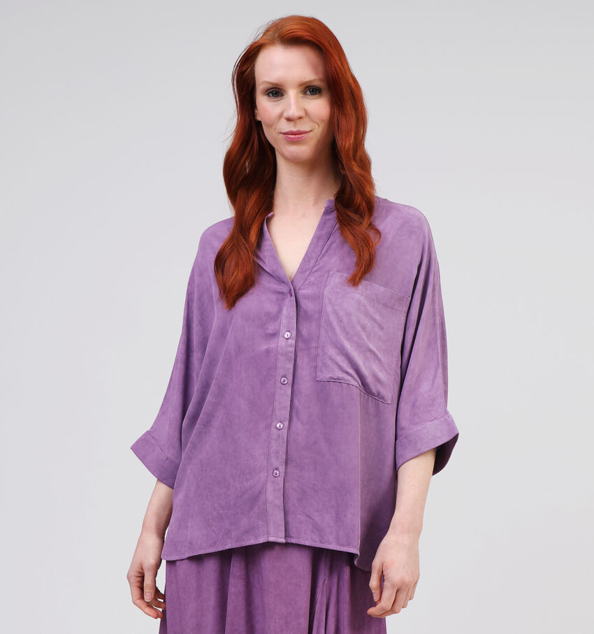Rue Mazarine Syan Paarse Blouse Bamboe