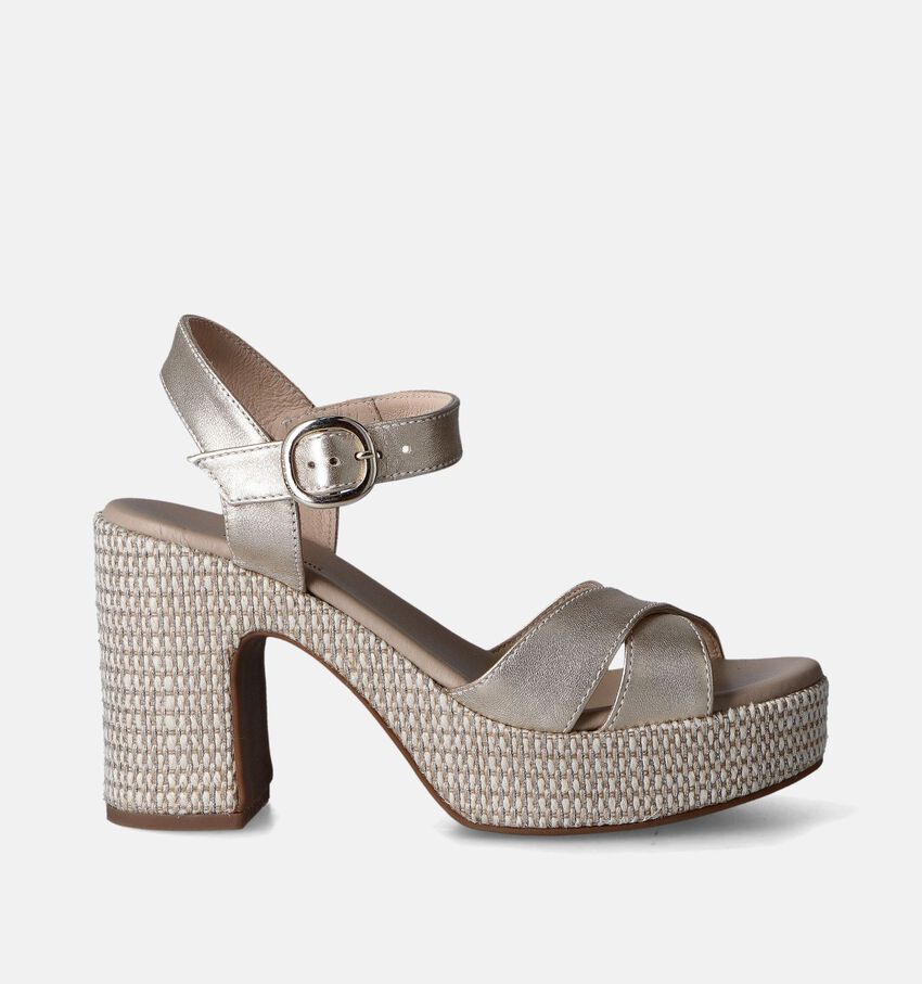 NeroGiardini Gouden Sandalen met blokhak