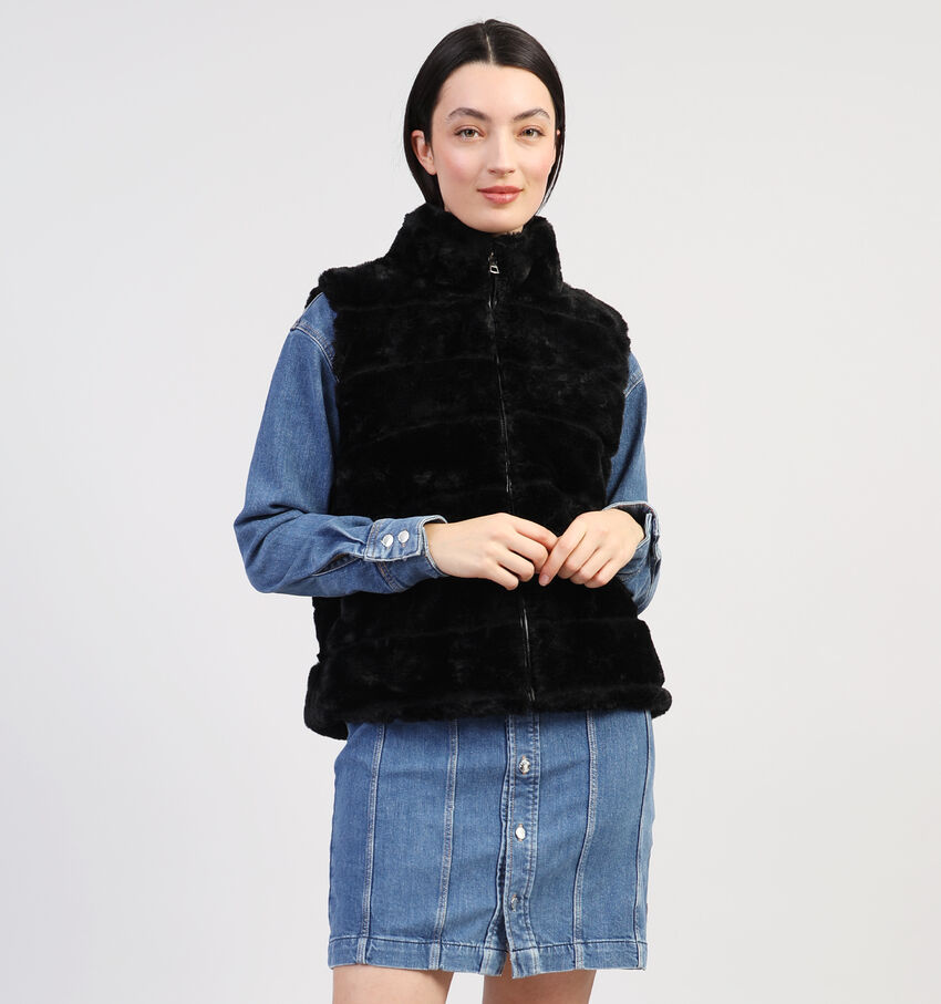 Dolce C. Veste duveteuse courte sans manches en Noir