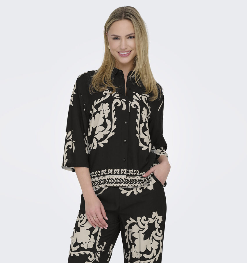 JDY Blouse met Halflange Mouwen Zwart