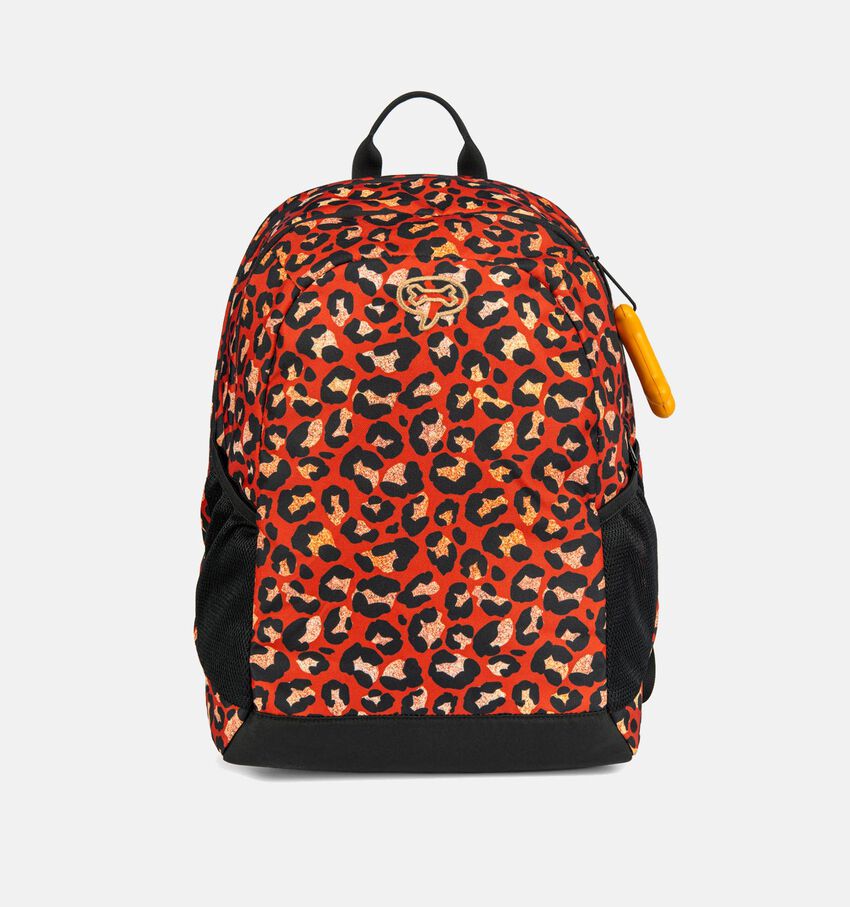 STONES and BONES Elan Rode Rugzak met Leopard Print