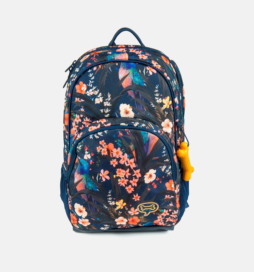 STONES and BONES Aspen Donkerblauwe Rugzak met Bloemenprint