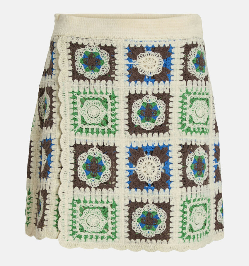Vila Zuzi Beige Korte Crochet Rok
