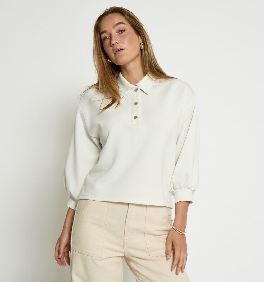 Minus Esina Witte Polotrui met Knopen