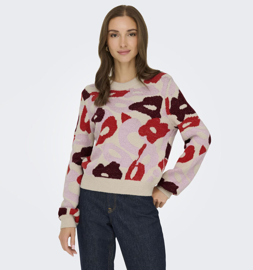 JDY Lorraine Flower Roze Trui
