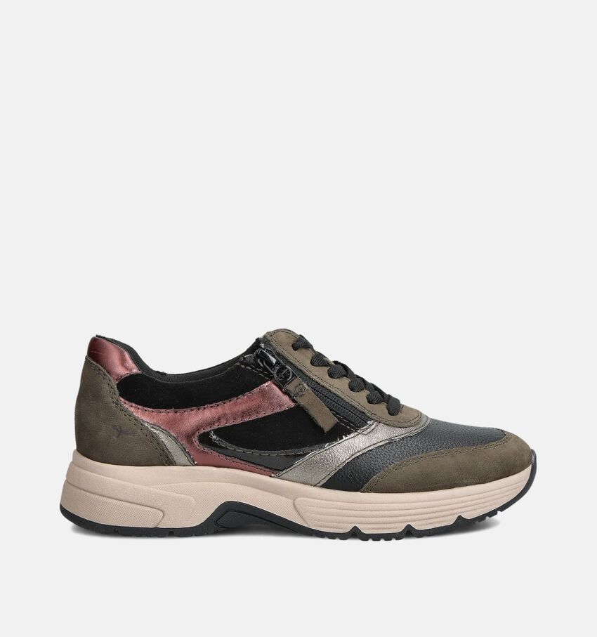 Tamaris Comfort Chaussures à lacets en Vert kaki/Noir
