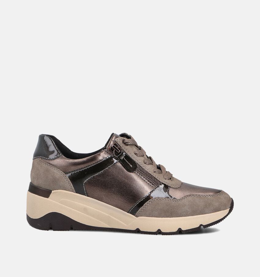 Jana Taupe Sneakers met Veter en Rits