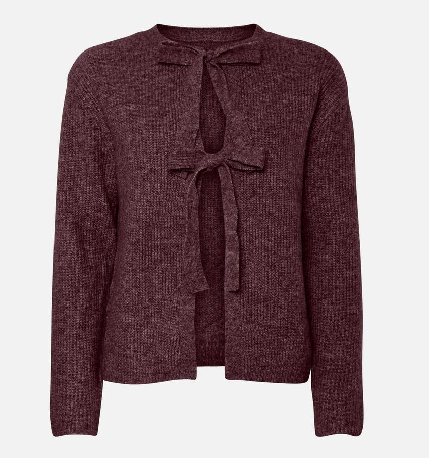 Pieces Silly Tie Front Bordeaux Trui