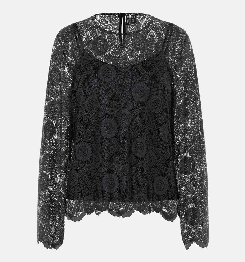 Pieces Olline Lace Zwarte Blouse