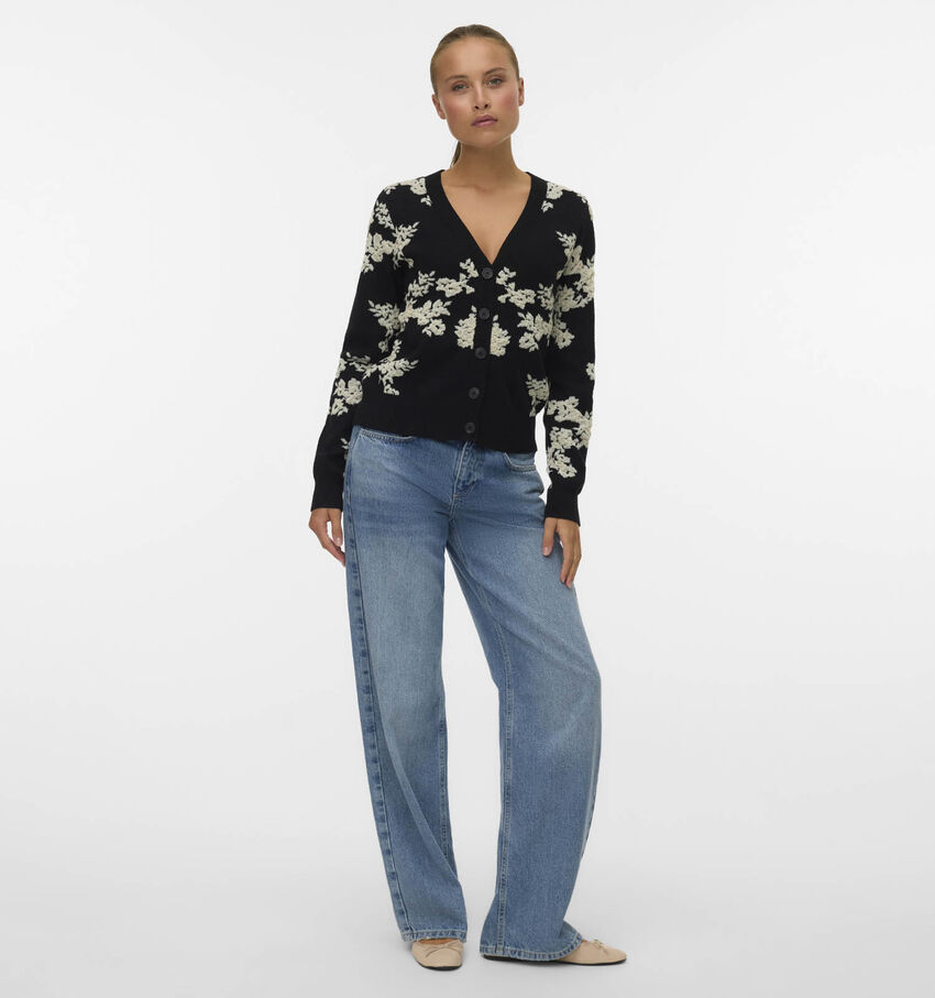 Vero Moda Nancy Birch Flower Zwarte Cardigan
