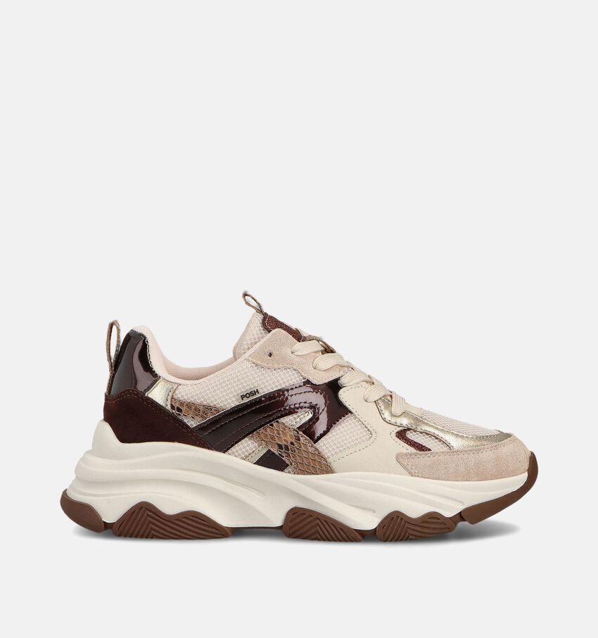 Poelman Baskets casual en Beige/Marron