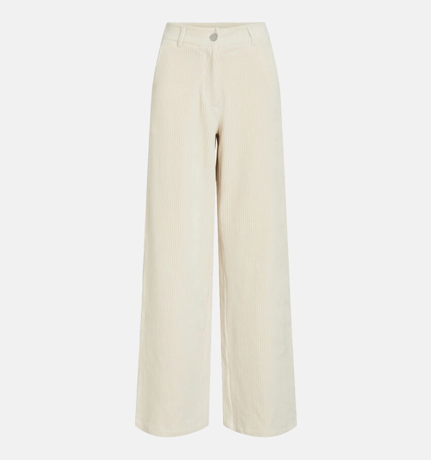 Vila Kita Corduroy Beige Geklede Broek