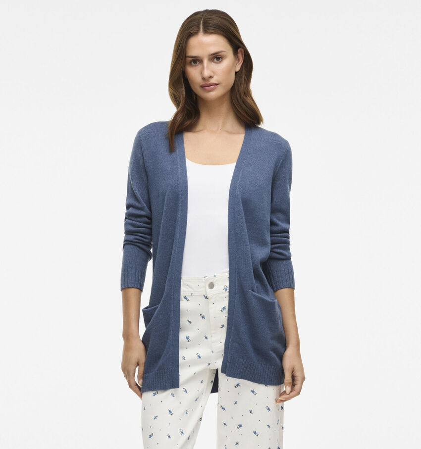 Vila Viril Knit Blauwe Cardigan Open