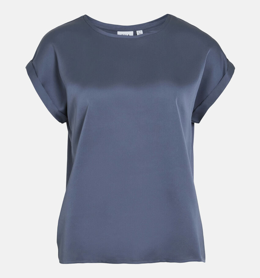 Vila Ellette Satin Blauwe T-shirt