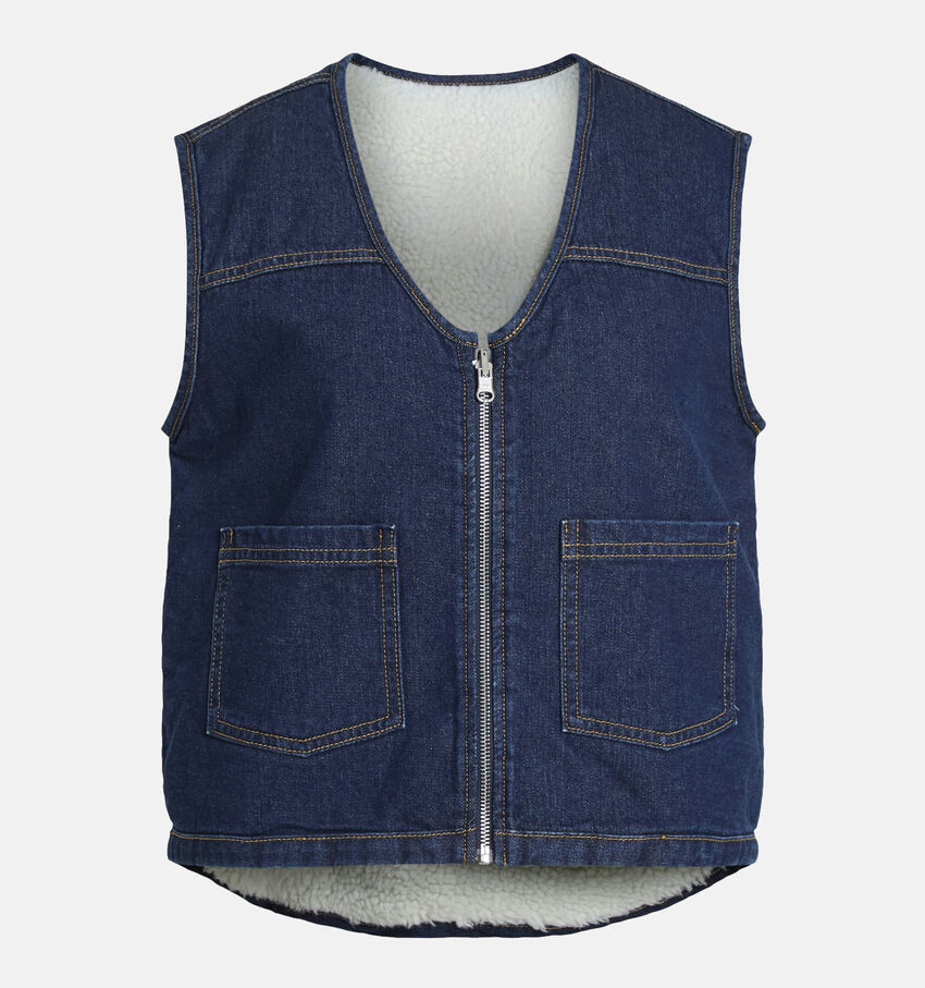 Vila Strazy Denim Blauwe Vest met Rits