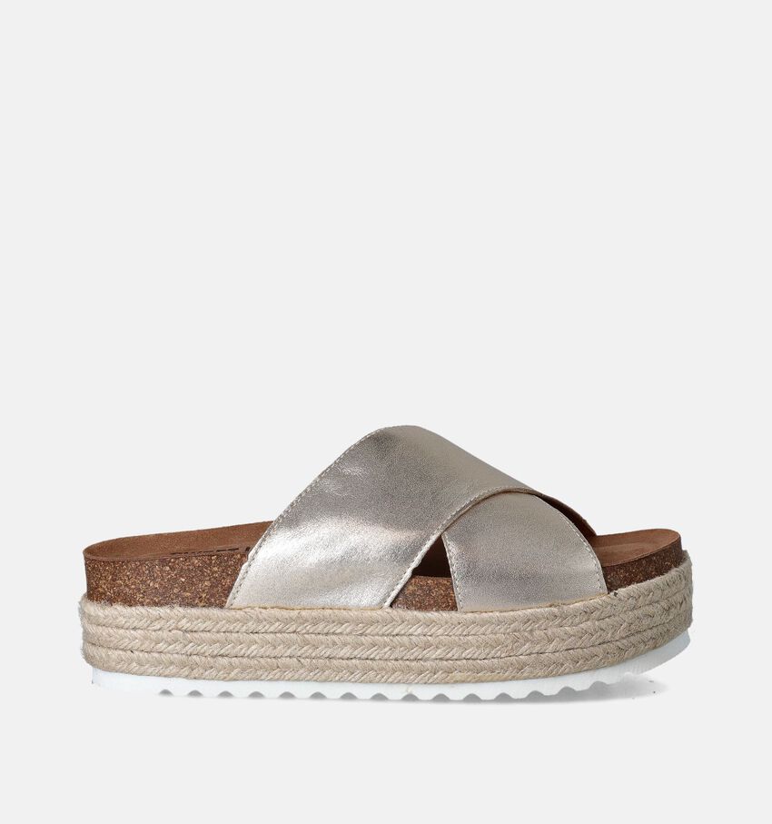 Sweet Lemon Ninon Gouden Slippers met plateauzool