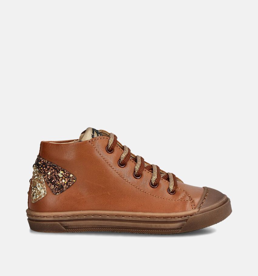 STONES and BONES Myra Cognac Hoge Sneakers