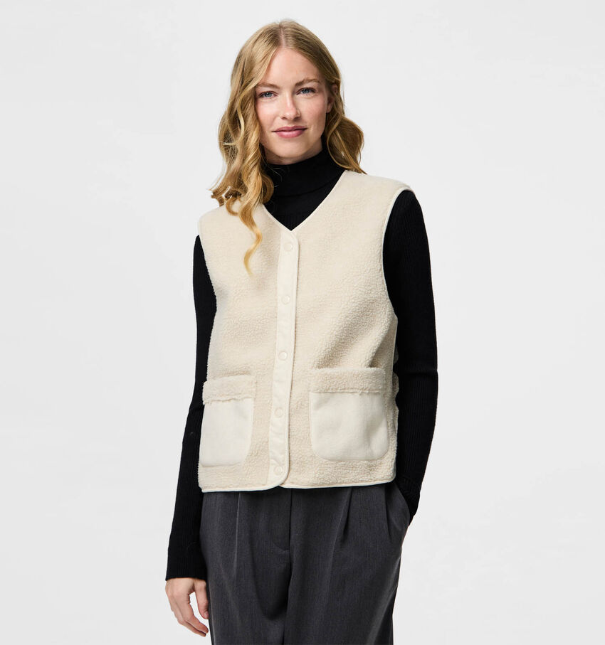 Pieces June Teddy Beige Vest