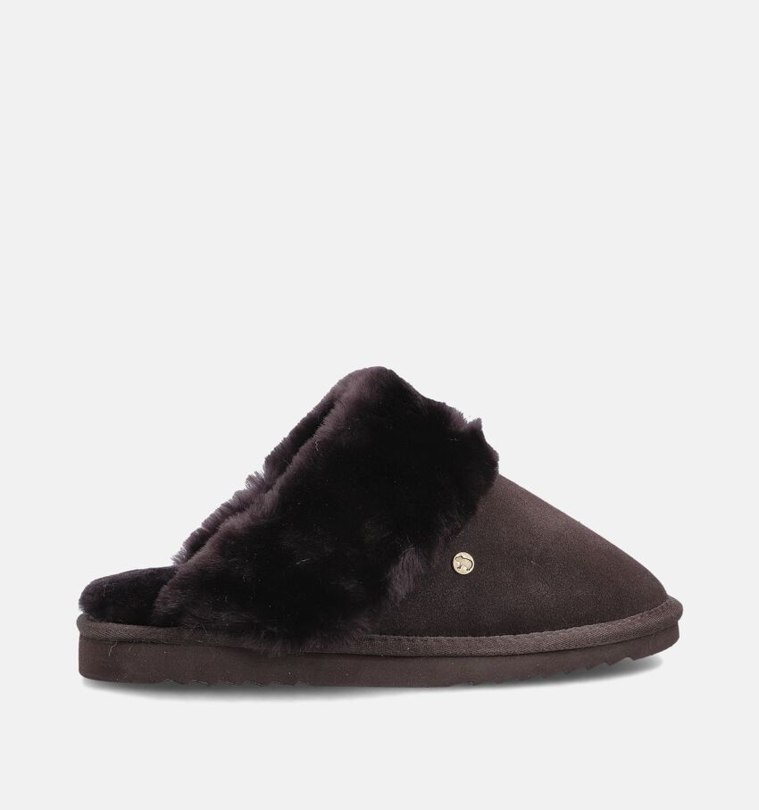 Flurry Open pantoffels Donkerbruin