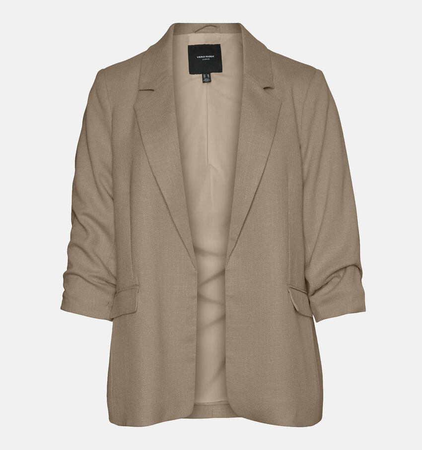 Vero Moda Curve Frida Beige Blazer met 3/4 Mouwen
