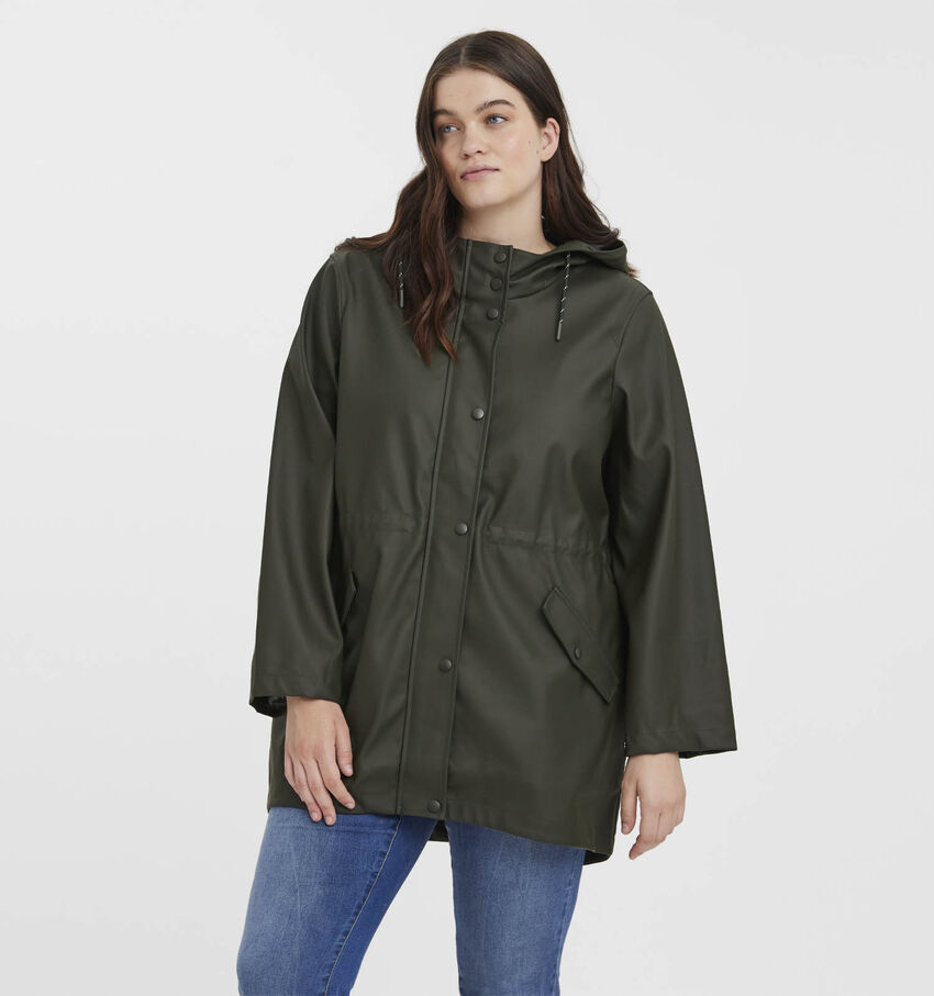 Vero Moda Curve Malou Donkergroene Regenjas
