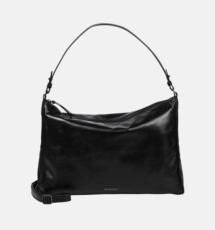 Burkely Creased Crystal Zwarte Schoudertas