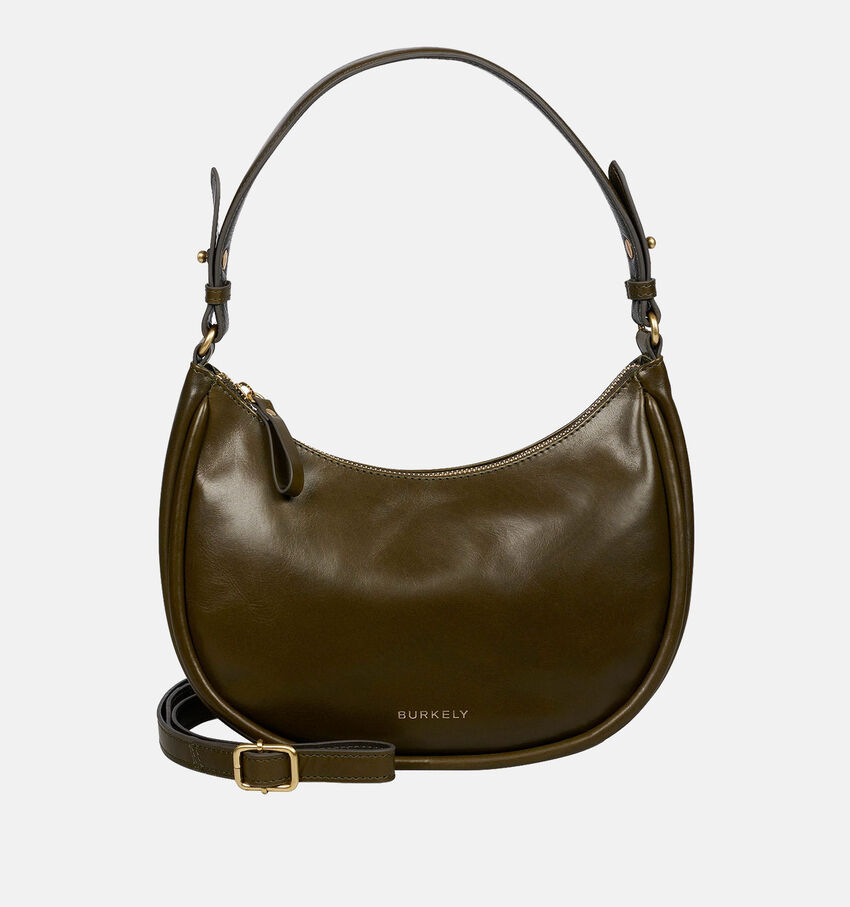 Burkely Vintage Veda Crescent Bag Olijfgroene Schoudertas