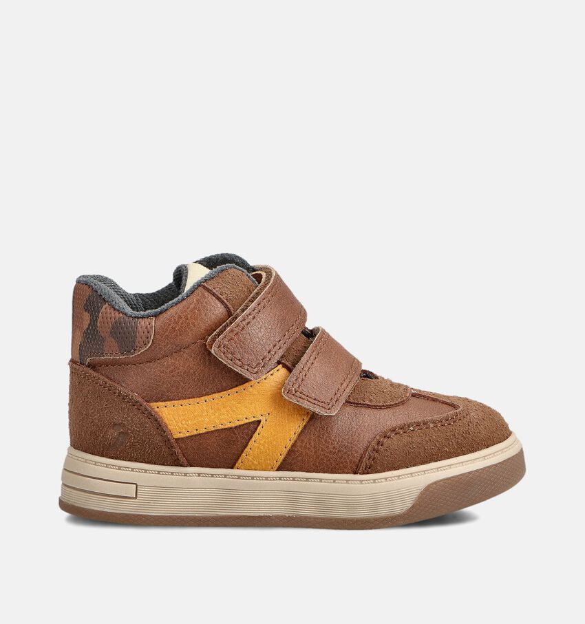 SJ Cognac Hoge Schoenen met Velcro