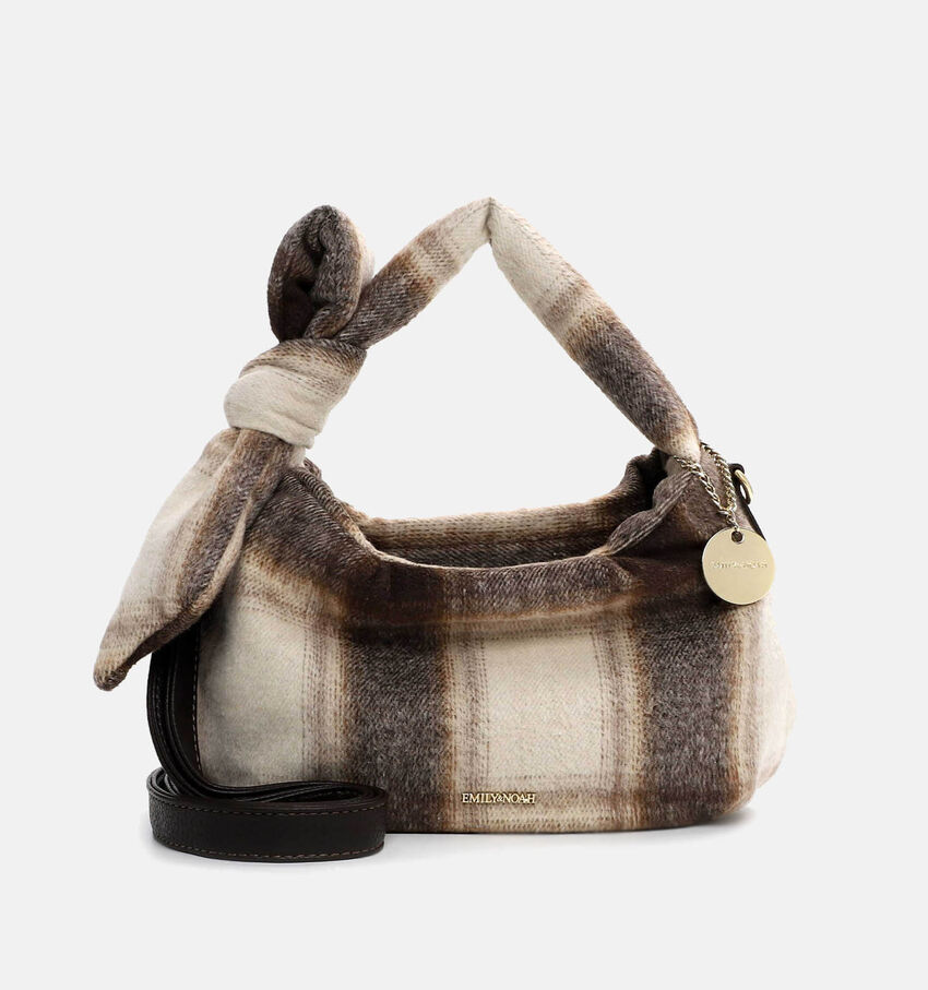 Emily & Noah Hanneke Sac porté croisé Plaid en Beige/Marron