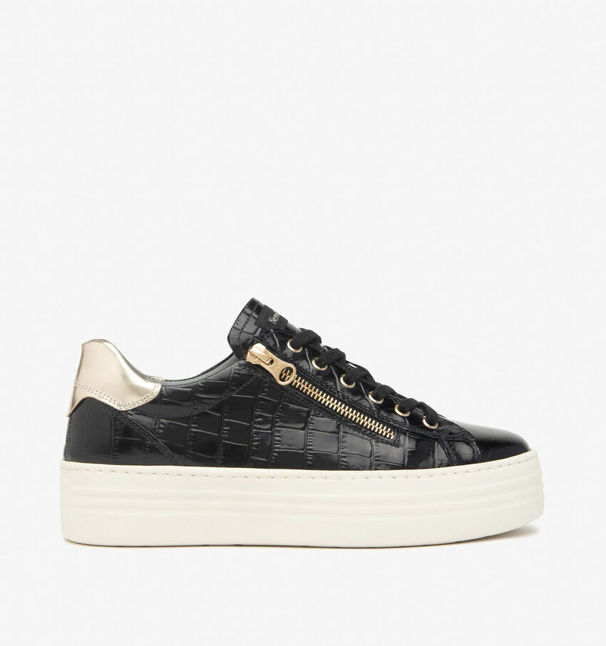 NeroGiardini Croco Zwarte/Gouden Sneakers