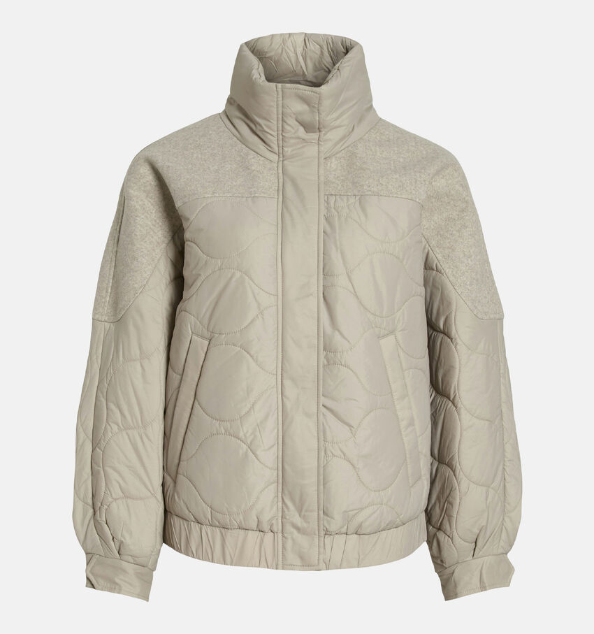 Vila Alfia Quilted Beige Jas met Hoge Kraag