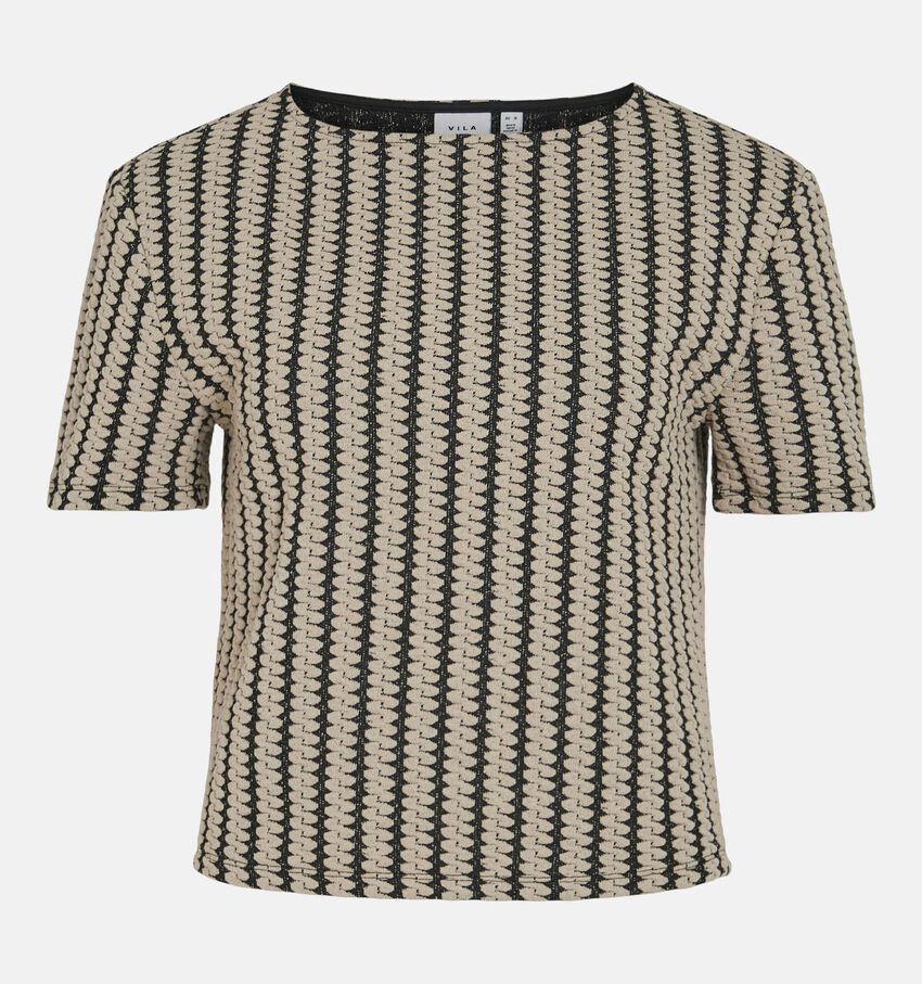 Vila Hella Jaquard Beige/Zwarte T-shirt