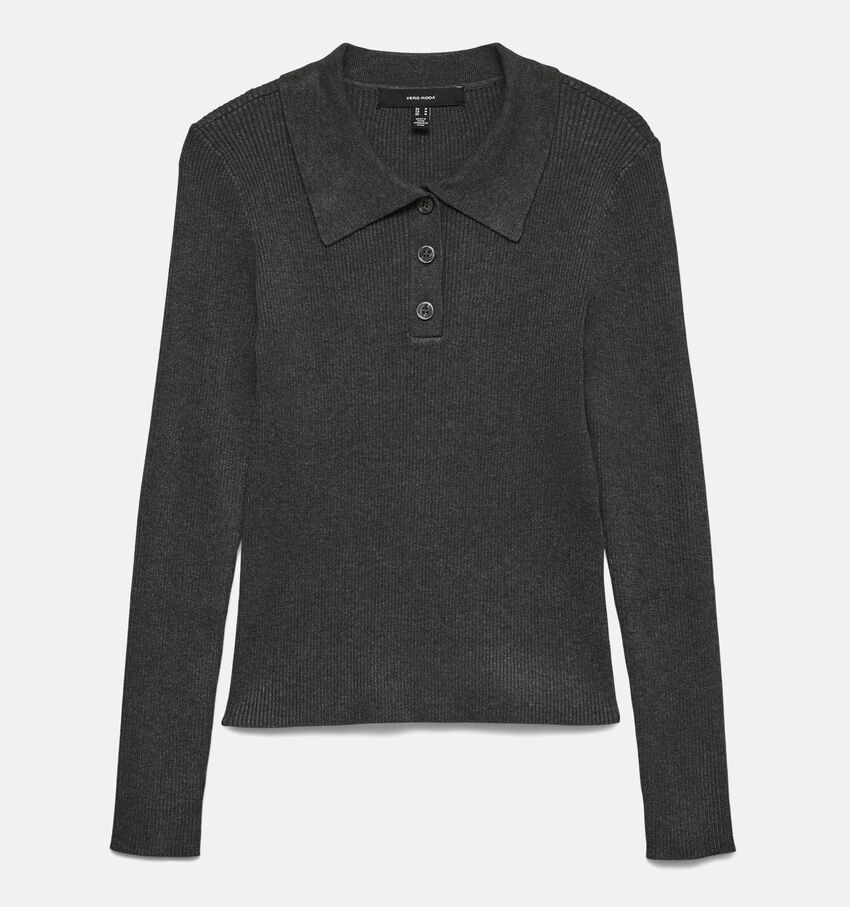 Vero Moda Siljerib LS Poloneck Donkergrijze Pull