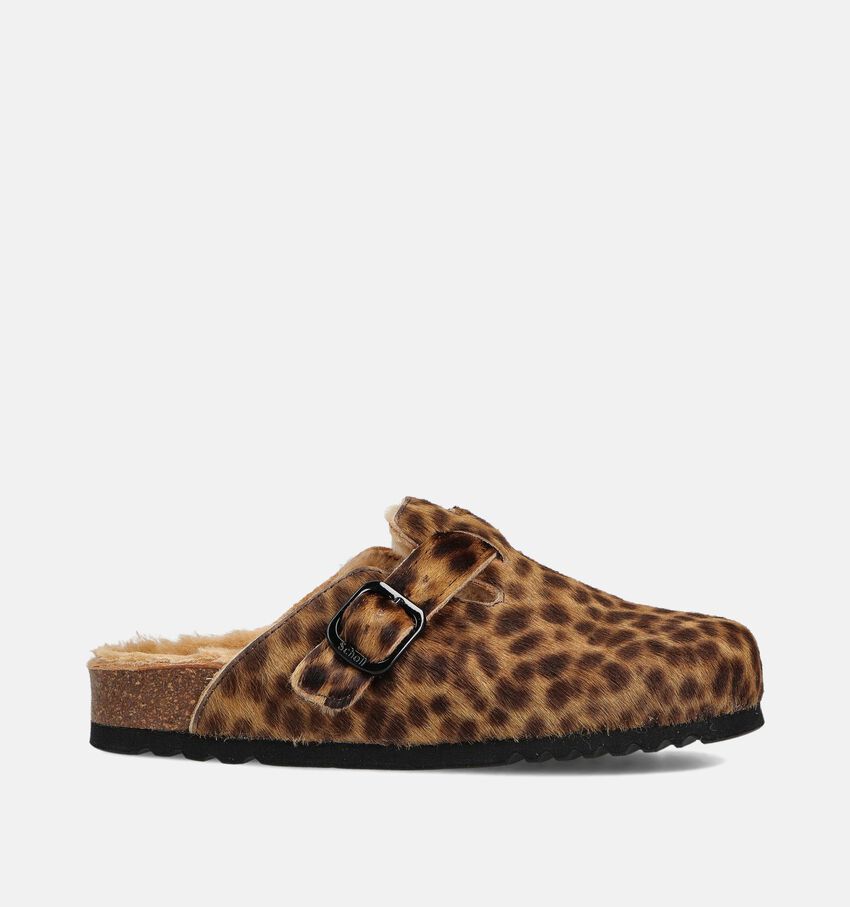 Scholl Bruine/Leopard Gesloten Slippers
