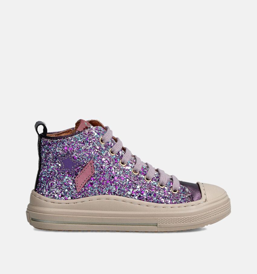 FR by Romagnoli Paarse Hoge Sneakers Glitters