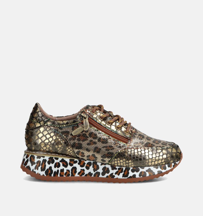 Laura Vita Delphine Leopard Chaussures à lacets en Or
