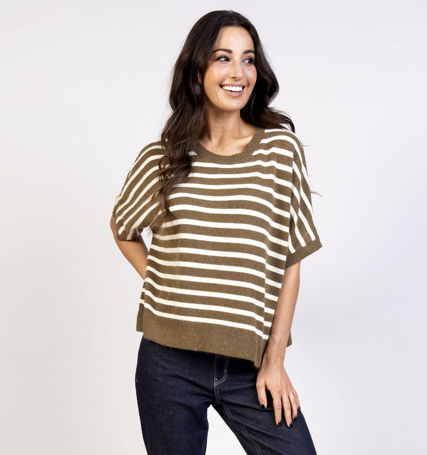 Rue Mazarine Noelie Groene Trui met Korte Mouwen