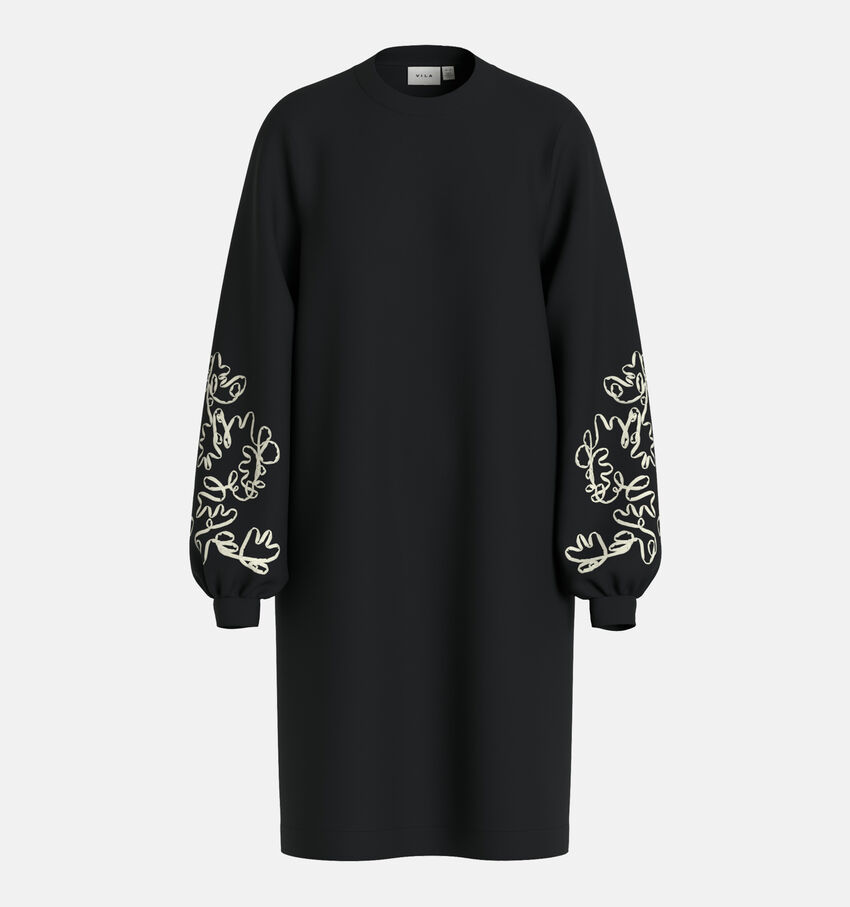 Vila Siffi Embellished Zwarte Sweaterjurk