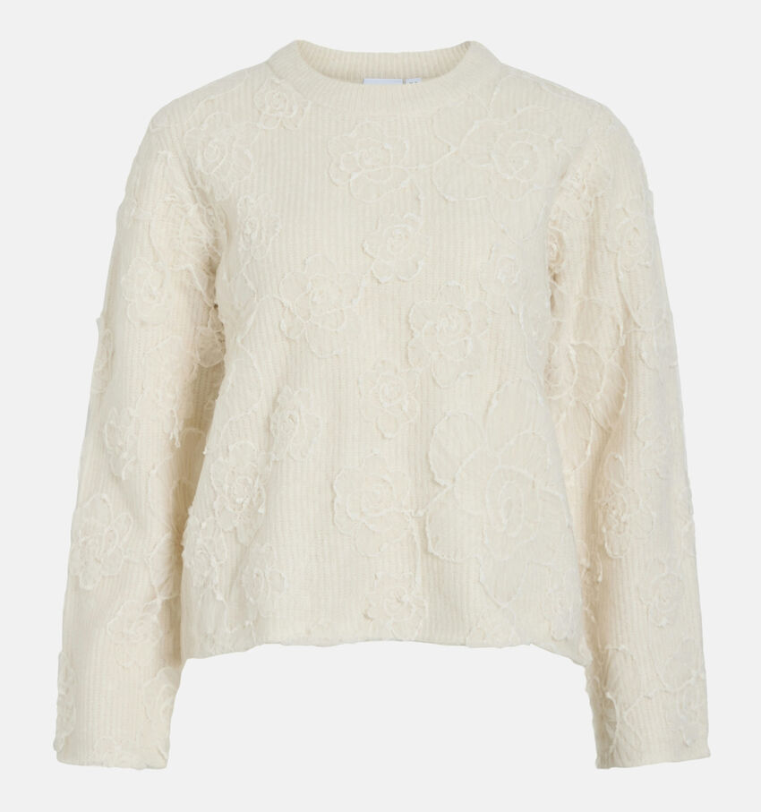 Vila Hayden Embroidery Knit Ecru Trui