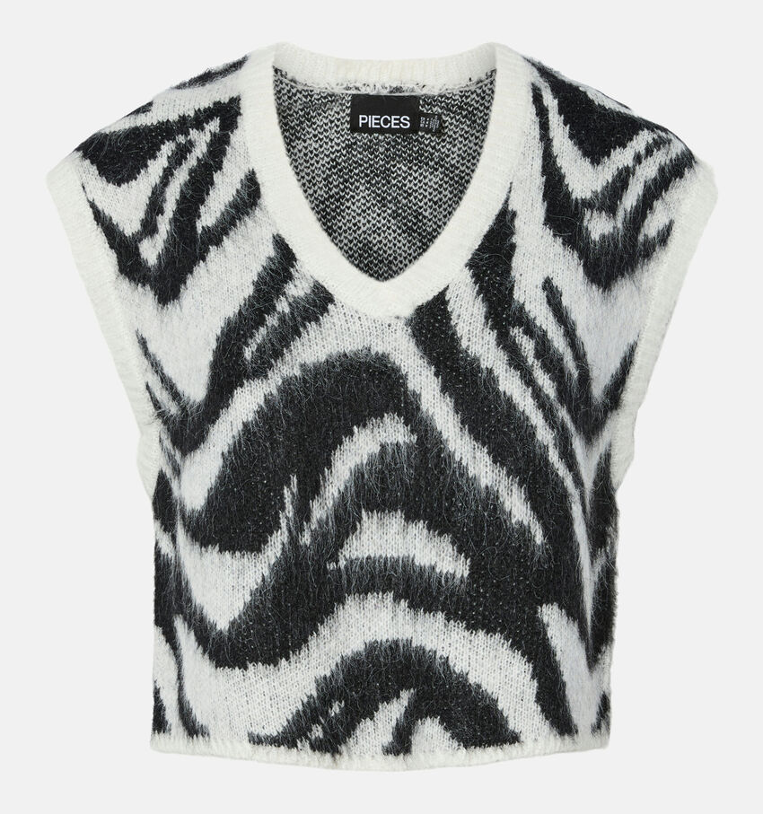 Pieces Mynthe Zebra Pull sans manches en Noir
