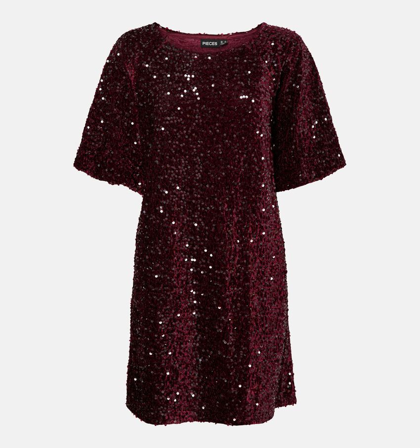 Pieces Kam Sequin Bordeaux Jurk