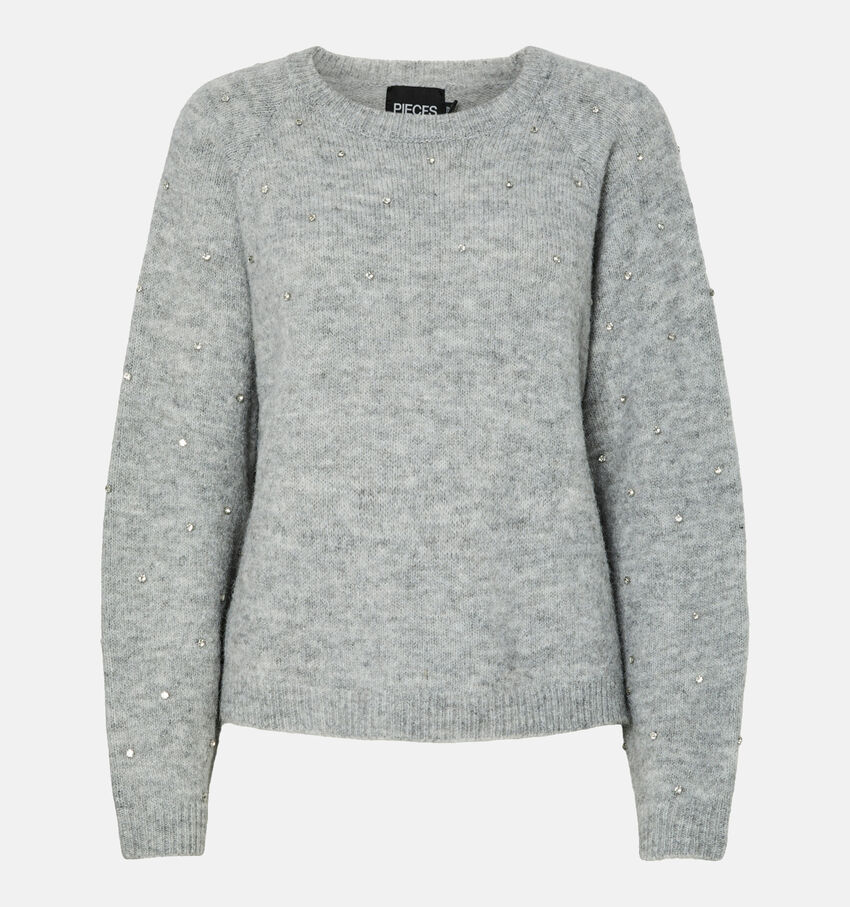 Pieces Pam Oversized Pearls Pull en Gris