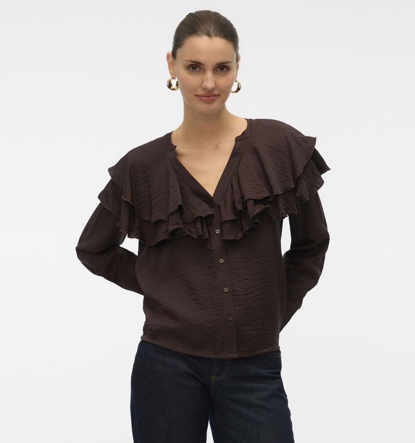 Vero Moda Lizzi Flounce Bruine Blouse