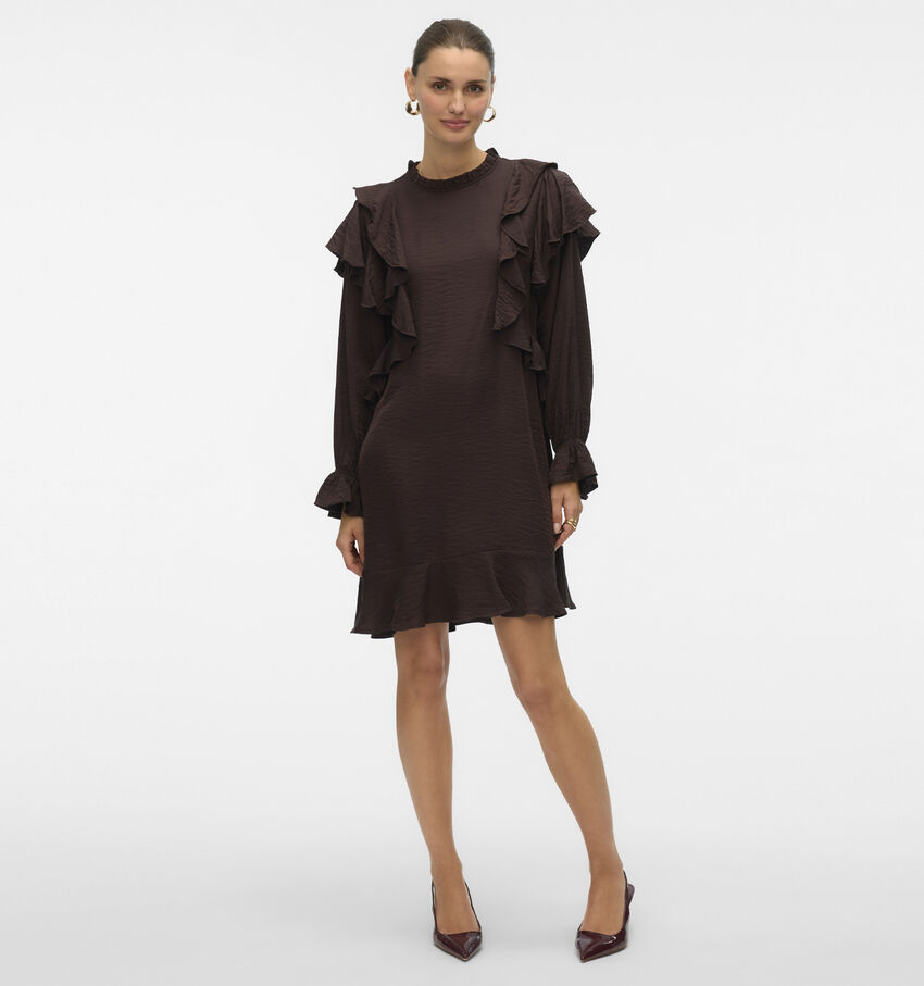 Vero Moda Lizzi Flounce Bruine Jurk
