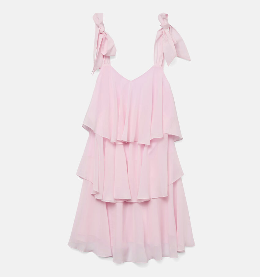 Vero Moda Felicia Tiestrap Ruffle Roze Jurk