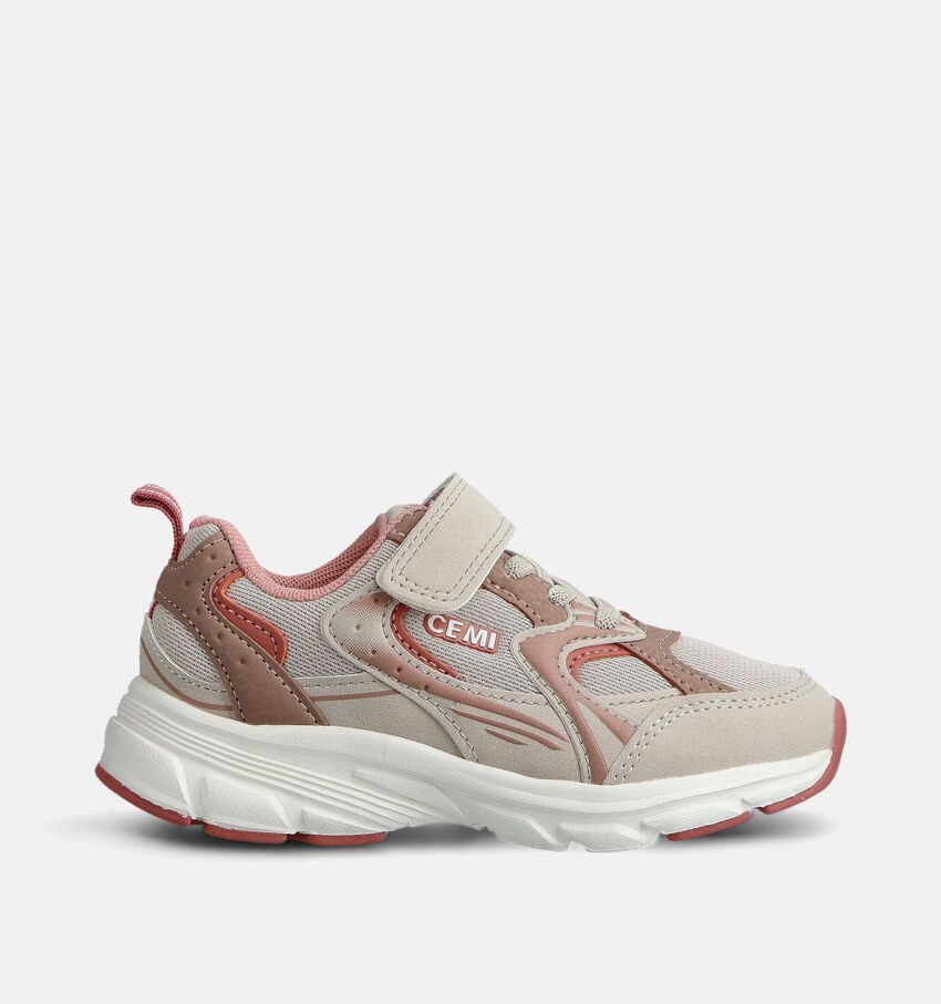 CEMI Donkerbeige Sneakers met Velcrosluiting