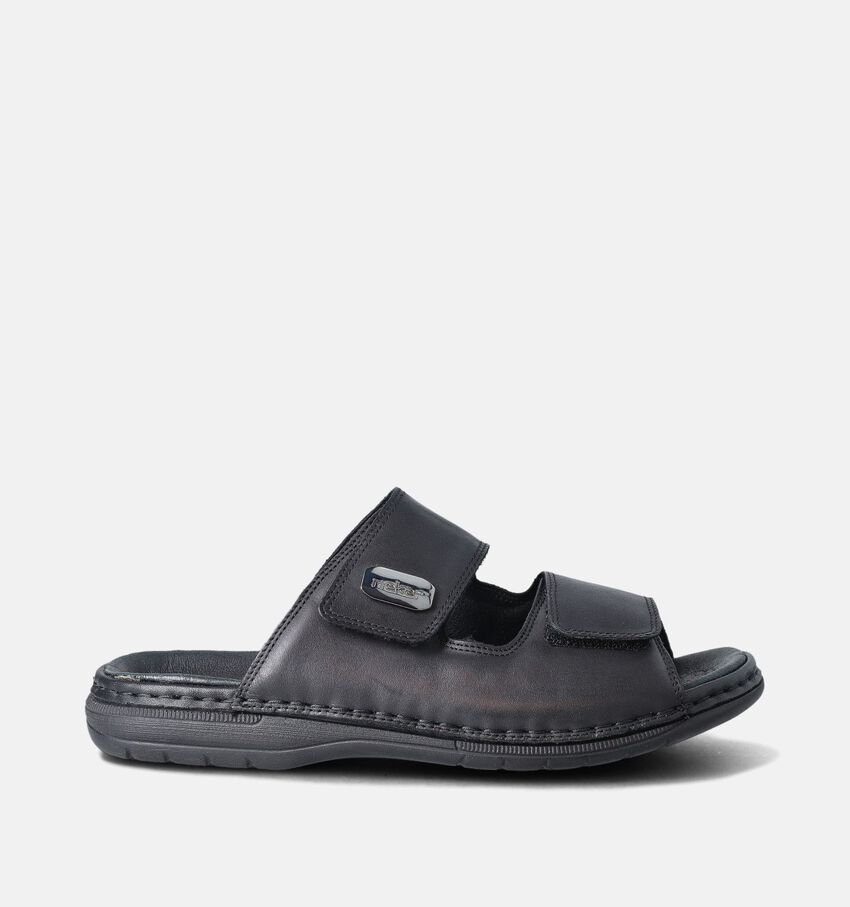 Rieker Zwarte Slippers Velcro