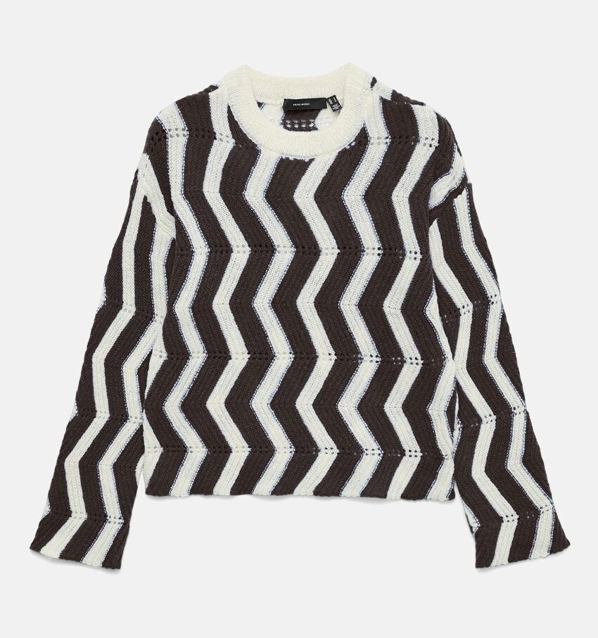 Vero Moda Libra Bruine/Ecru Trui Chevron